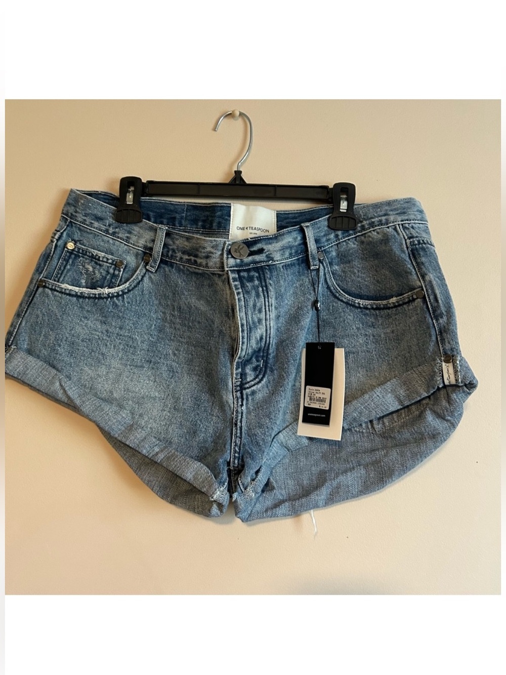 NWT One Teaspoon Bandits Denim Shorts Salty Dog Wash Size 33
